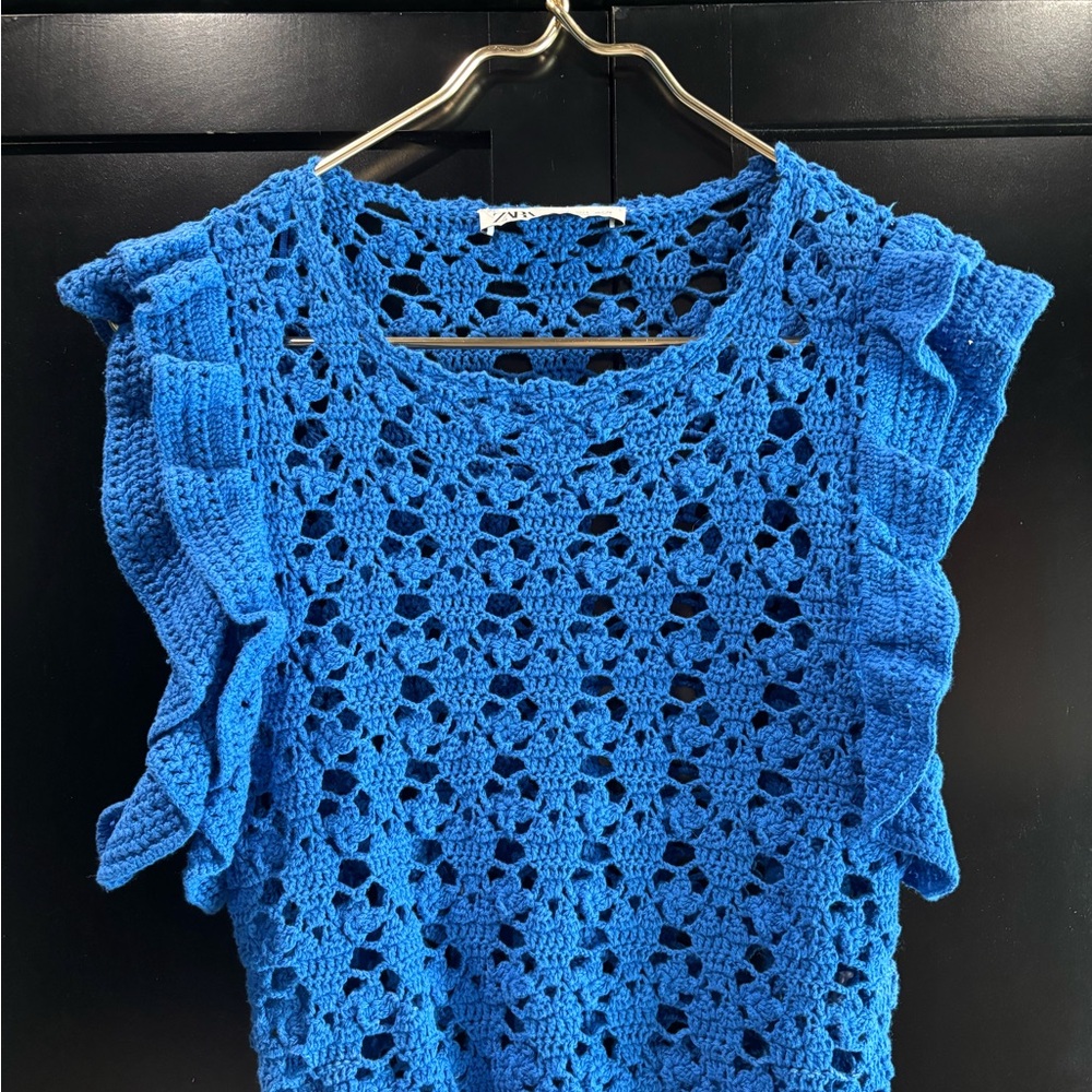 Zara Crochet Ruffle Top